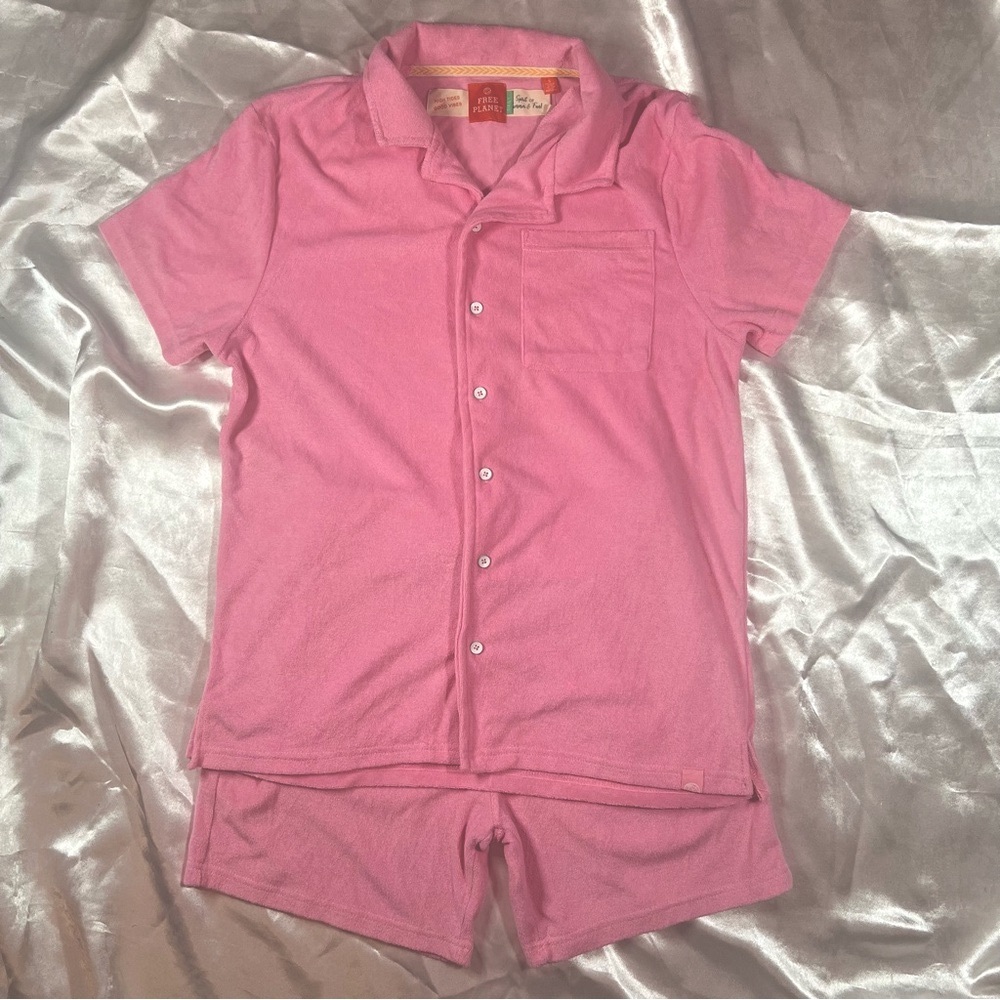 NWOT Free Planet Pink Terry Short Set